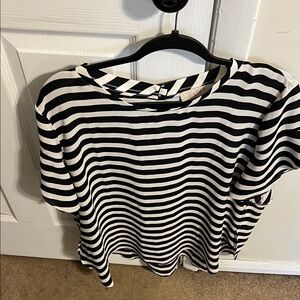 Black and White Striped Women's Top